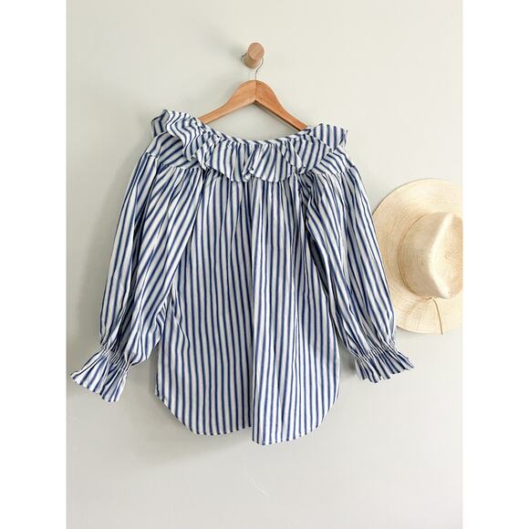 Striped Blue Ruffle Blouse - Picture 9 of 9